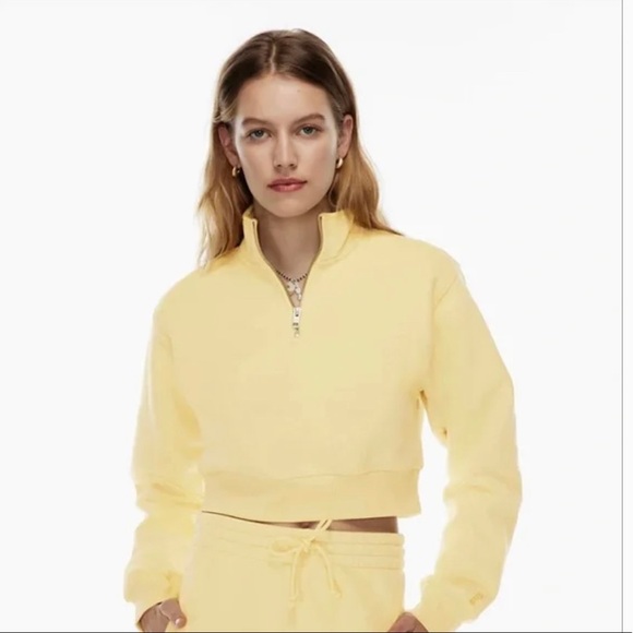 Aritzia Tops - Tna Cozy Fleece Perfect ¼ Zip Sweatshirt in wheat XS